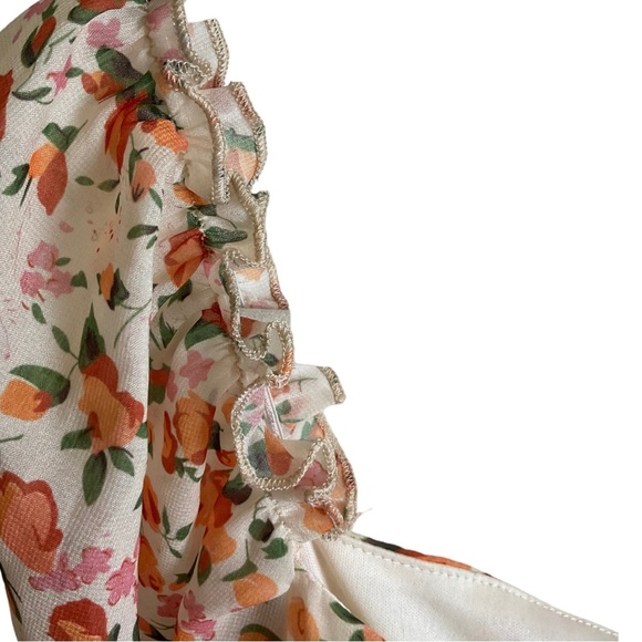 Missguided MilkMaid Long Sleeve Mini Dress in Peach / Cream Floral - Picture 7 of 7